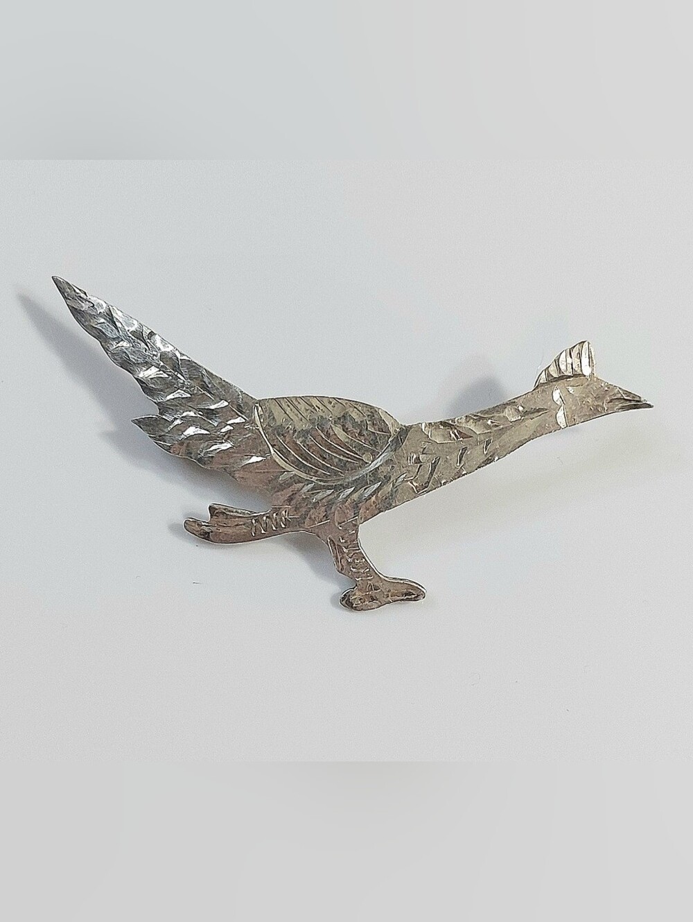 Vintage Mexico Silver Roadrunner Pin Brooch - Womens Jewelry